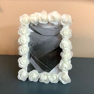 5” x 7” milk white colored real touch rosebud picture frame